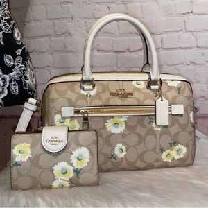 Coach Daisy/Signature Print ROWAN Satchel/Wallet 2pc Set